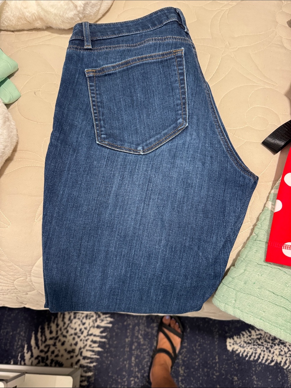 LOFT Women's Straight Leg Denim Jeans in Dark Blue Wash